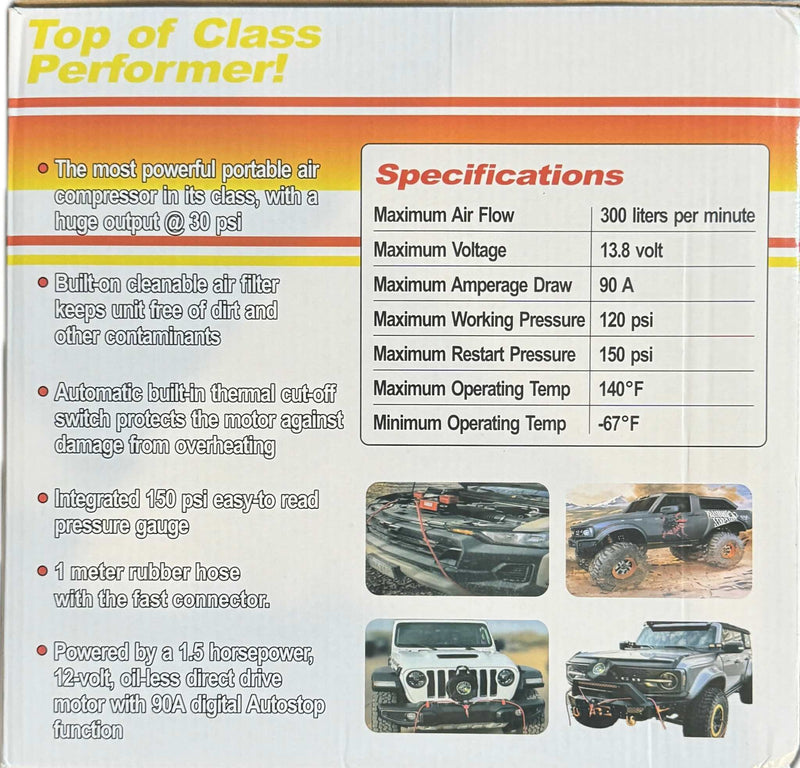 $145 300LPM 12V Twin Cylinder Heavy Duty Offroad, Overland Air Compressor - Tireflate