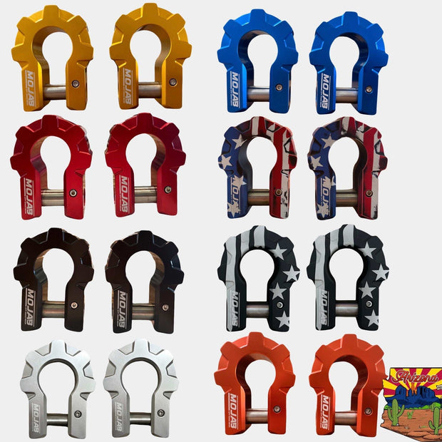 34'' Extreme duty aluminum D-Shackle set in multiple colors with 9T capacity and lifetime warranty