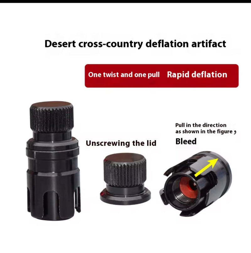 Quick Offroad Tire Deflation Valve set with twist-and-pull rapid deflation design for easy tire pressure adjustment in offroad conditions