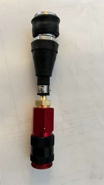 Type "Q" or Nitto coupler adapter connecting TireFlate hose kit to Chinese air compressor coupler