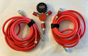 T-144 4 tire inflation and deflation system with 1/4” red hoses and digital tire pressure gauge for SUVs and off-road use