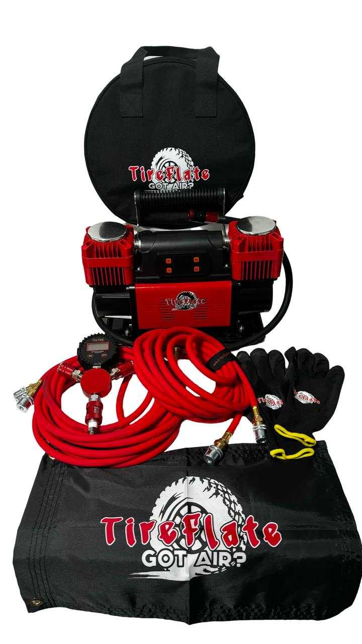 Digital Combo Pac $350-$370 300LPM 12V Twin Cylinder Heavy Duty Offroad, Overland Air Compressor - Tireflate