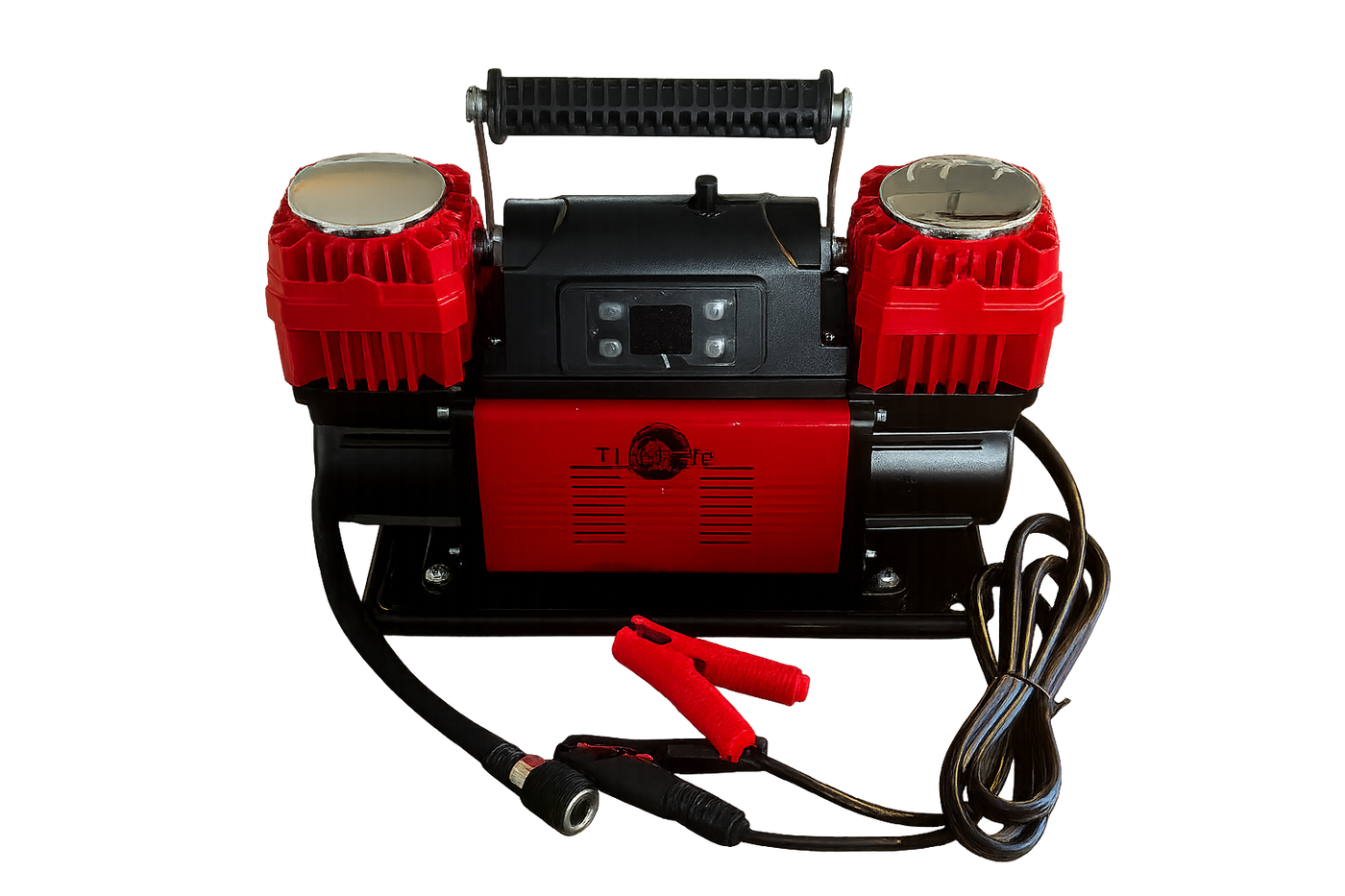 Digital 300LPM 12V twin cylinder offroad air compressor with digital display and red casing