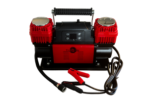 Digital 300LPM 12V twin cylinder offroad air compressor with digital display and red casing