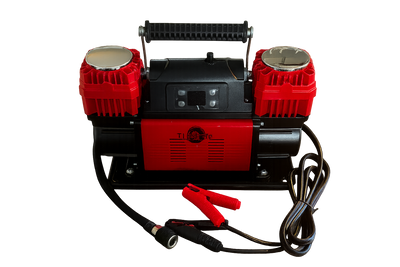 Digital 300LPM 12V twin cylinder offroad air compressor with digital display and red casing
